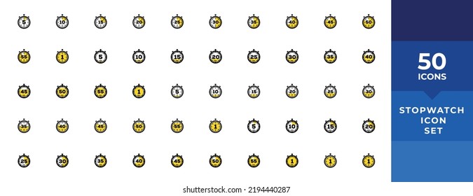 Timer Icon Set. Stopwatch Timer Collection. Timer Or Clock Symbol. Countdown Circle Clock Counter Timer. Fast Time Icons - Stock Vector
