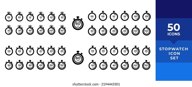 Timer Icon Set. Stopwatch Timer Collection. Timer Or Clock Symbol. Countdown Circle Clock Counter Timer. Fast Time Icons - Stock Vector
