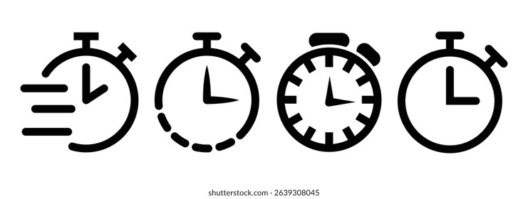 Timer icon set. Stopwatch icons set. Timer vector. Vector illustration