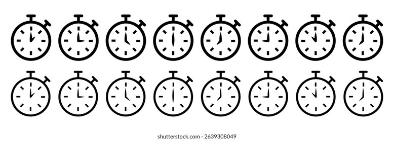 Timer icon set. Stopwatch icons set. Timer vector. Vector illustration