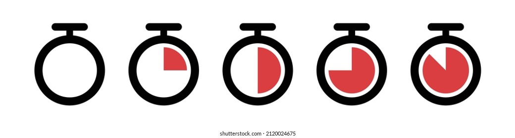 Conjunto de iconos de temporizador. Detener el reloj y medir. Vectores editables.