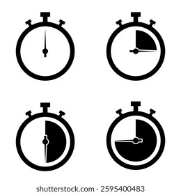 Timer Icon Set. Stopwatch Vector Icon in line style design. Stopwatch Symbol. Vector illustration.