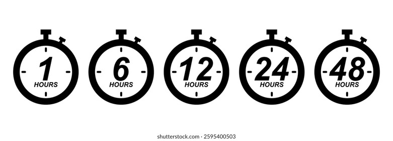 Timer Icon Set. Stopwatch Vector Icon in line style design. Stopwatch Symbol. Vector illustration.