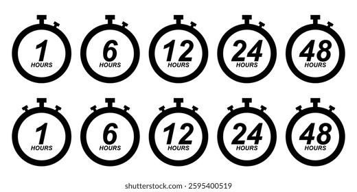 Timer Icon Set. Stopwatch Vector Icon in line style design. Stopwatch Symbol. Vector illustration.