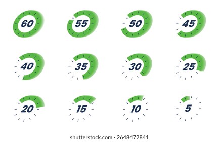 Timer icon start Numeric elements for progress tracking, Time Tracking Illustration, Stopwatch Countdown Icons.
