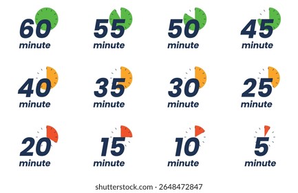 Timer icon start Numeric elements for progress tracking, Time Tracking Illustration, Stopwatch Countdown Icons.