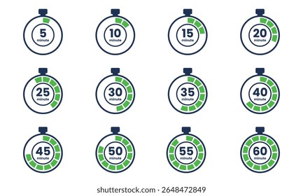 Timer icon start Numeric elements for progress tracking, Time Tracking Illustration, Stopwatch Countdown Icons.