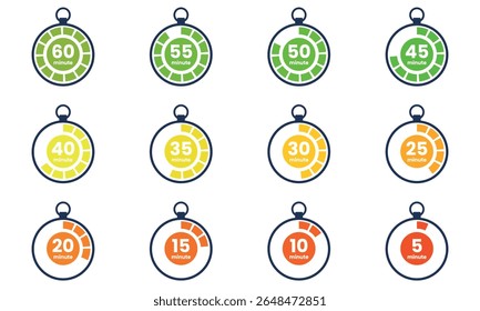 Timer icon start Numeric elements for progress tracking, Time Tracking Illustration, Stopwatch Countdown Icons.