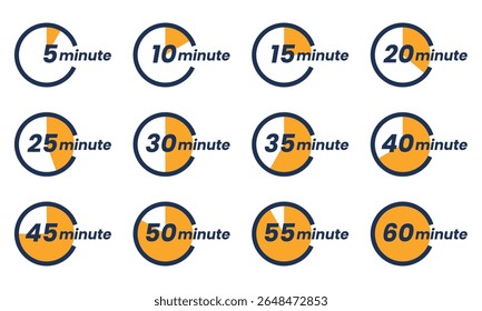 Timer icon start Numeric elements for progress tracking, Time Tracking Illustration, Stopwatch Countdown Icons.