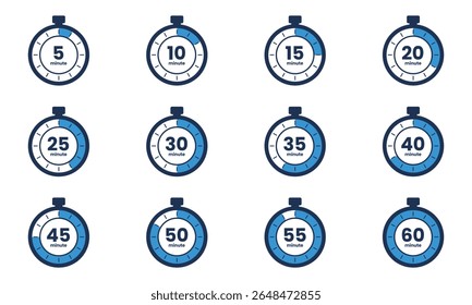 Timer icon start Numeric elements for progress tracking, Time Tracking Illustration, Stopwatch Countdown Icons.