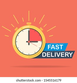 Timer icon, stopwatch, fast delivery 