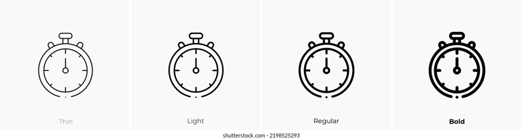 timer icon. Thin, Light Regular And Bold style design isolated on white background