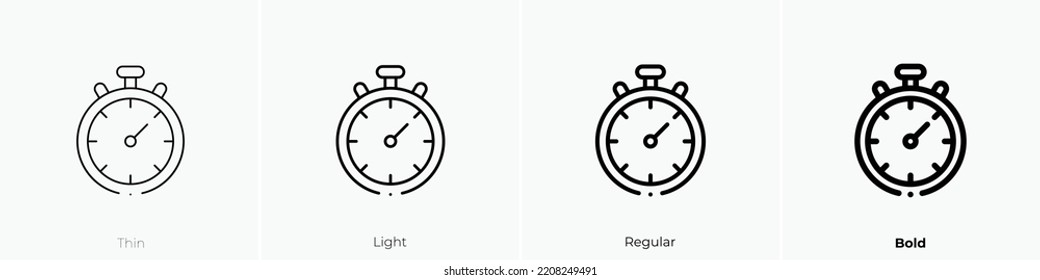 timer icon. Thin, Light Regular And Bold style design isolated on white background