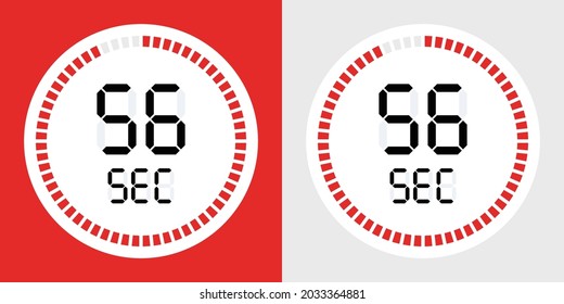 Timer icon. Time count 56 seconds vector illustration