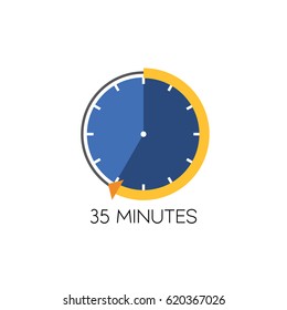 Timer icon vector illustration on white background. 35 minutes.
