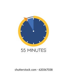 Timer icon vector illustration on white background. 55 minutes.