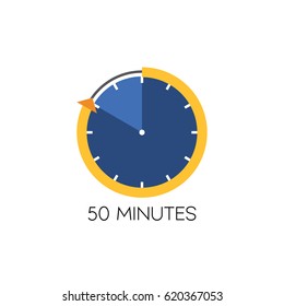 Timer icon vector illustration on white background. 50 minutes.