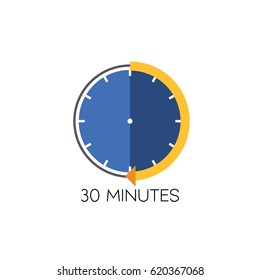 Timer icon vector illustration on white background. 30 minutes.