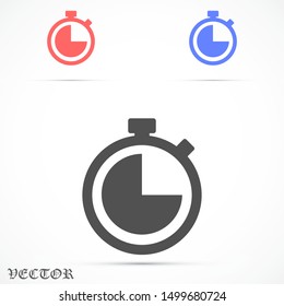 Timer icon vector. Waiting, Timer icon vector and Clock concept. Sign isolated on white background Timer icon vector. 5 minutes stopwatch symbol. Timer  vector 