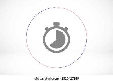 Timer icon vector. Waiting, Timer icon vector and Clock concept. Sign isolated on white background Timer icon vector. 5 minutes stopwatch symbol. Timer vector