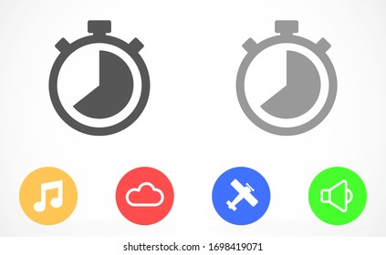 Timer icon vector. Waiting, Timer icon vector and Clock concept. Sign isolated on white background Timer icon vector. 5 minutes stopwatch symbol. Timer vector