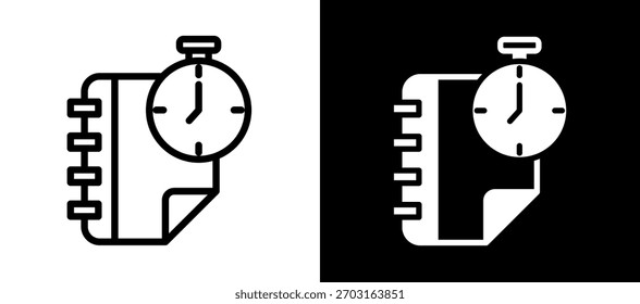 Timer Icon blanco negro Ilustración vectorial