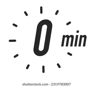 Timer icons 0 minutes vector black color