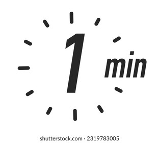 Timer icons 1 minute vector black color