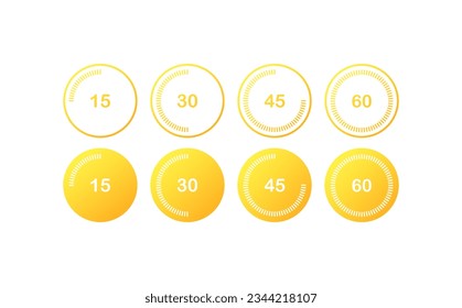 Timer icons. Flat, yellow. Vector icons