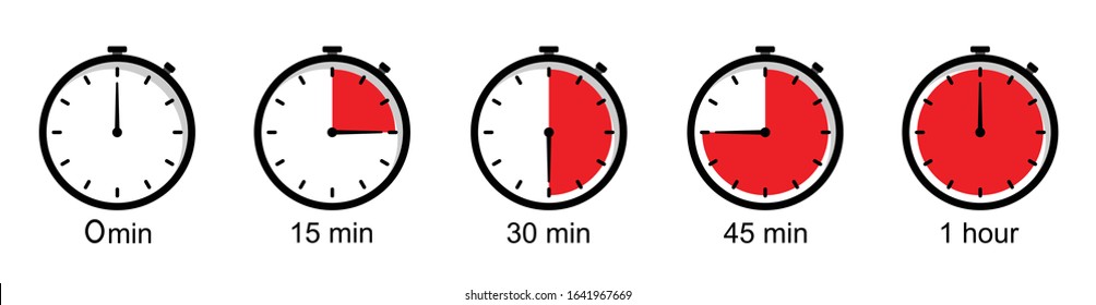 Timer icons on a white background. Countdown in the form of a timer on a white background in a flat style