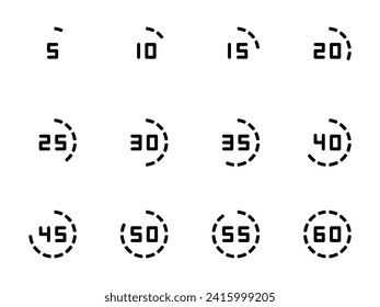 Timer icons set. Countdown timer symbol icon set. Label cooking time. Vector illustration. Isolated on white background