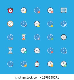 timer icons set with hourglass, sand clock and clock vector set
