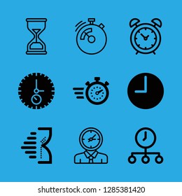 timer icons set with time, alarm clock and clock vector set