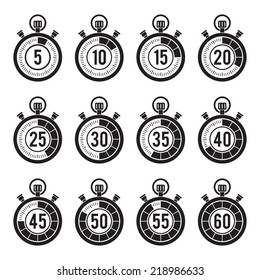 Timer icons set. Vector illustration