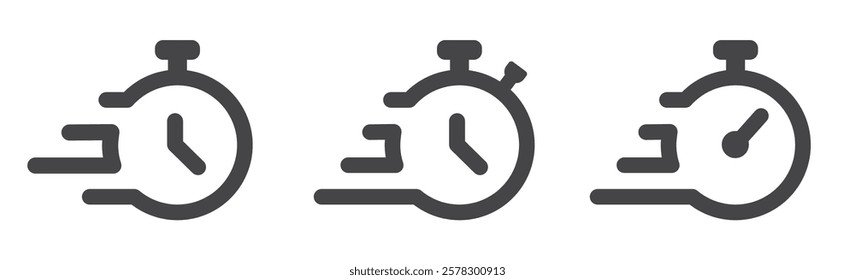 Timer icons. Speed Time Icon set. Fast stopwatch. Fast delivery symbol. Vector illustration