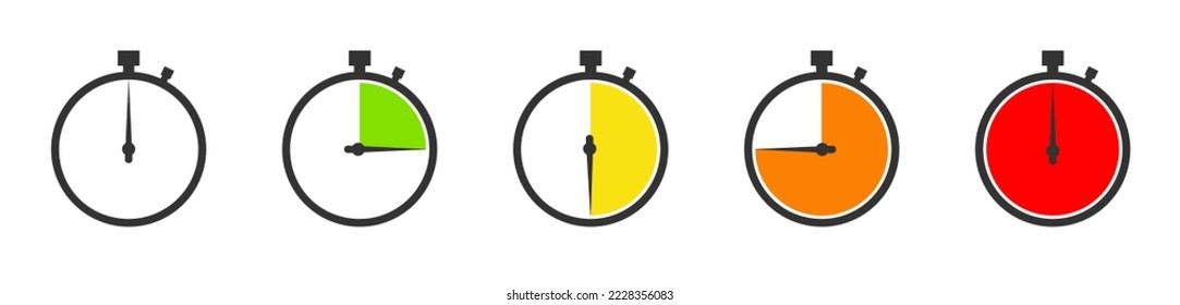 Timer icons vector set.  Stopwatch symbol collection. Circle arrow icons. Clock arrow. EPS 10.