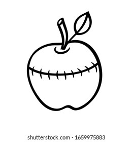 Timer for the kitchen in the form of an Apple with a leaf. Kitchen accessory.Vector illustration isolated on a white background. Sketch in Doodle style. 