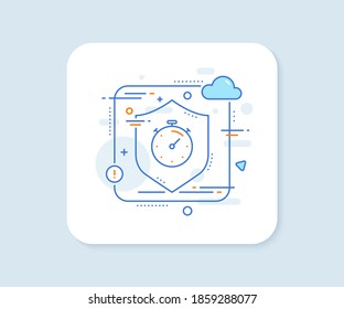 Timer line icon. Abstract vector button. Time management sign. Stopwatch symbol. Timer line icon. Protect shield concept. Vector