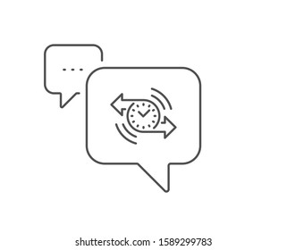 Timer line icon. Chat bubble design. Time or clock sign. Outline concept. Thin line timer icon. Vector