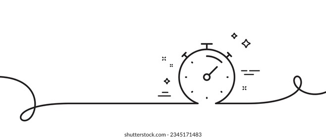 Timer line icon. Continuous one line with curl. Stopwatch time sign. Countdown clock symbol. Timer single outline ribbon. Loop curve pattern. Vector