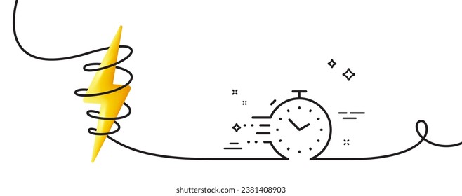 Timer line icon. Continuous one line with curl. Time management sign. Stopwatch symbol. Timer single outline ribbon. Loop curve with energy. Vector