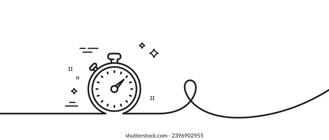 Timer line icon. Continuous one line with curl. Stopwatch symbol. Time management sign. Timer single outline ribbon. Loop curve pattern. Vector