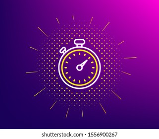 Timer line icon. Halftone pattern. Stopwatch symbol. Time management sign. Gradient background. Timer line icon. Yellow halftone pattern. Vector