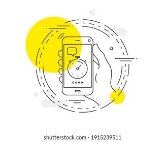 Icono de línea de temporizador. Botón vector del teléfono móvil. Signo de administración de tiempo. Símbolo de Stopwatch. Icono de línea de temporizador. Insignia conceptual abstracta. Vector
