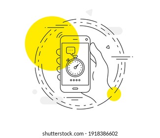 Timer line icon. Mobile phone vector button. Stopwatch symbol. Time management sign. Timer line icon. Abstract concept badge. Vector