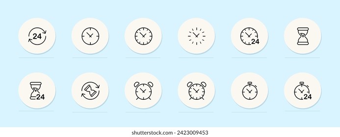 Timer line icon. Modern, efficient, countdown, clock, deadline, stopwatch, time management, efficiency, productivity. Pastel color background. Vector line icon for business and advertising