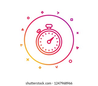 Timer line icon. Stopwatch symbol. Time management sign. Gradient pattern line button. Timer icon design. Geometric shapes. Vector