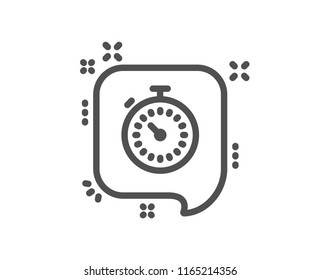 Timer line icon. Time or clock in speech bubble sign. Quality design element. Classic style timer. Editable stroke. Vector