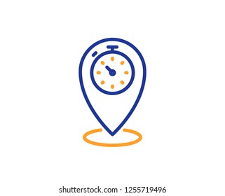 Timer line icon. Time sign. Location pointer symbol. Colorful outline concept. Blue and orange thin line color Timer icon. Vector