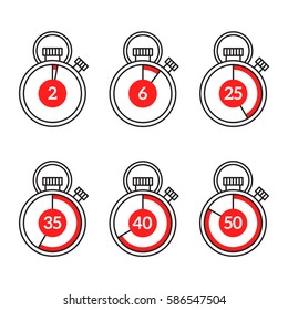 Timer line icons, sport competition signs for design website, mobile app, logo, visit card, infographics. Lines without expand